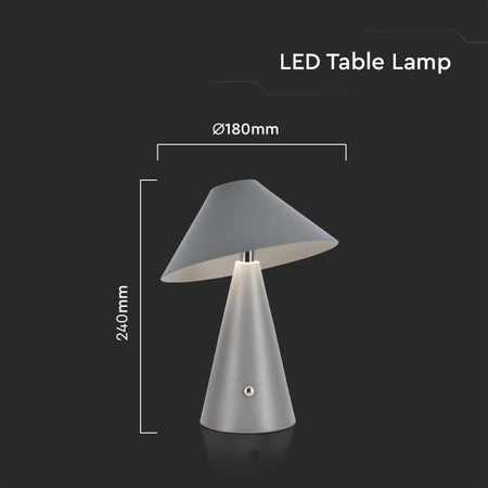 Lampada LED da Tavolo 3W Colore Grigio in Metallo Ricaricabile con USB C Touch Dimmerabile 3in1