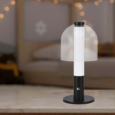 Lampada LED da Tavolo 2W Colore Nero e Bianco Trasparente Ricaricabile con USB C Touch Dimmerabile 3in1