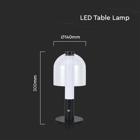 Lampada LED da Tavolo 2W Colore Nero e Bianco Trasparente Ricaricabile con USB C Touch Dimmerabile 3in1