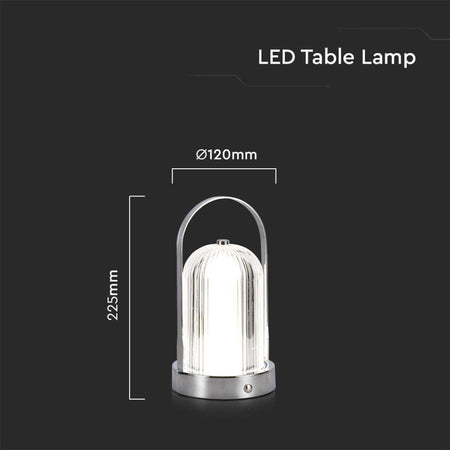 Lampada LED da Tavolo 1W 120x190 Colore Cromo Ricaricabile con USB C Touch Dimmerabile 3in1