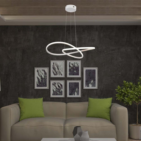 Lampadario LED a Sospensione 20W in Metallo dal Design Moderno 50x10cm Colore Bianco 3000K