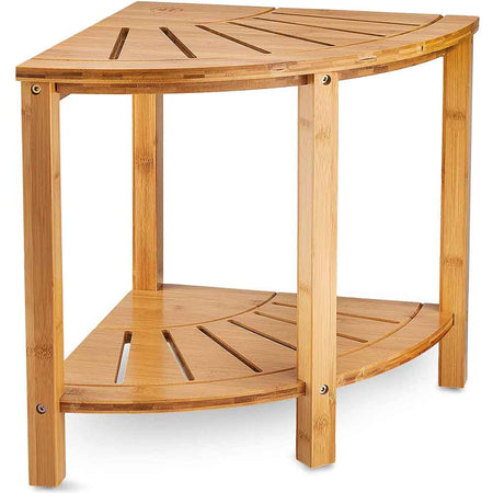 Scaffale in Legno Bambù 40x40 H 43 cm Multiuso 2 Ripiani Camera Ingresso Bagno