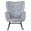 Poltrona Sedia Dondolo Relax Tessuto e Metallo Imbottita Design Moderno Grigio
