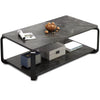 Tavolino da Salotto 2 Ripiani Design Moderno Effetto Marmo Nero Grigio Scuro