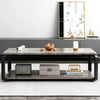 Tavolino da Salotto 2 Ripiani Design Moderno Effetto Marmo Nero Grigio Chiaro