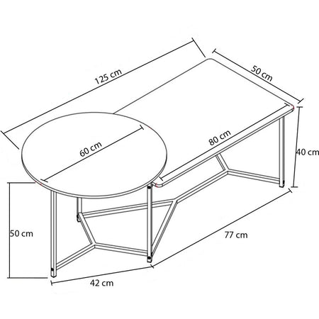 Tavolino Salotto Basso Caffè 2 Ripiani Design Moderno 125x60 H 50cm Bianco Nero