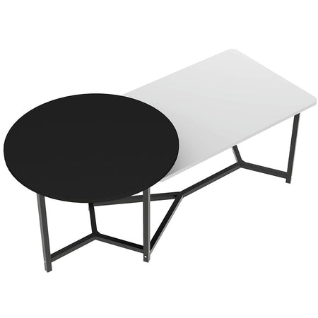 Tavolino Salotto Basso Caffè 2 Ripiani Design Moderno 125x60 H 50cm Bianco Nero