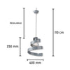 Lampadario Sospensione 1Luce E27 Metallo Altezza Regolabile Grigio Moderno