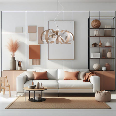 Lampadario Sospensione Metallo Verniciato Valeria 5 luci E14 Bianco/Tortora