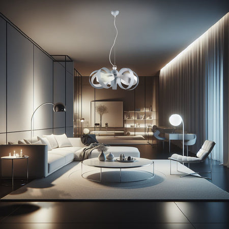 Lampadario Sospensione Metallo Verniciato Valeria  5 luci E14 Bianco/Grigio