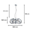 Lampadario Sospensione Metallo Verniciato Valeria  5 luci E14 Bianco/Grigio