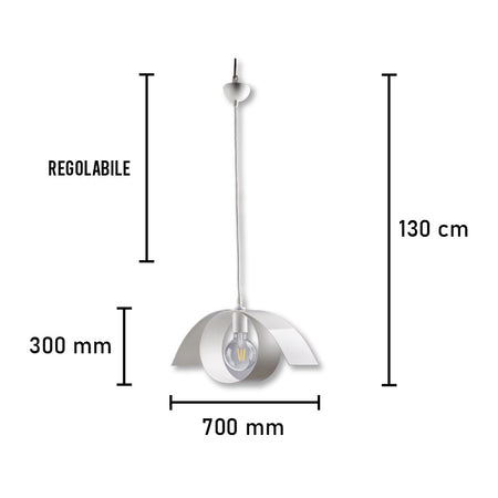 Lampadario Sospensione Metallo Verniciato Gegge 1 luce E27 Bianco