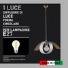 Lampadario Sospensione Metallo Verniciato Gegge 1 luce E27 Bianco/Tortora