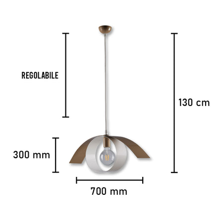 Lampadario Sospensione Metallo Verniciato Gegge 1 luce E27 Bianco/Tortora