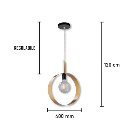 Lampadario Sospensione Metallo Verniciato Stefy  1 luce  E27 Oro/Satinato