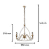 Lampadario Sospensione Metallo Verniciato Assia  3 luci E14 Avorio Oro Classico