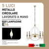 Lampadario Sospensione Metallo Verniciato Assia 5 luci E14 Avorio Oro Classico