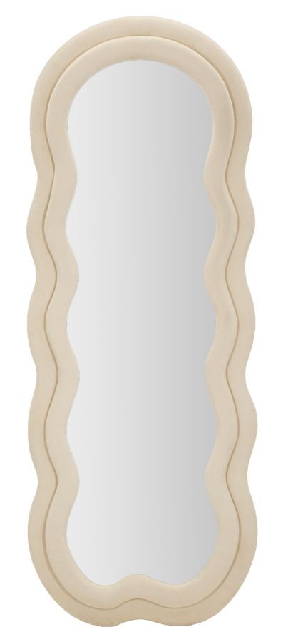 Specchio Da Muro Miki Velluto Crema Cm 60X4X160
