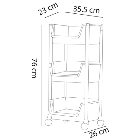 Carrello Cucina Multiuso 4Ruote 3Ripiani Portaoggetti Salvaspazio H 76cm Rosa