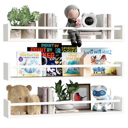 Mensole in Legno Kit da 3pz da Parete Versatili e Salvaspazio 60cm Bianco