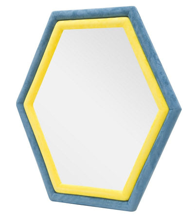 Specchio Da Muro Tony Velluto Blu/Giallo Cm 75X4X80