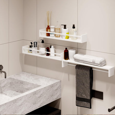 Mensole in Legno Kit da 3pz da Parete Versatili e Salvaspazio 60cm Bianco