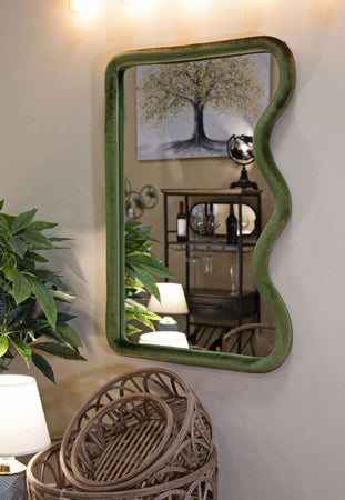 Specchio Da Muro Tod Velluto Verde Cm 60X4X90