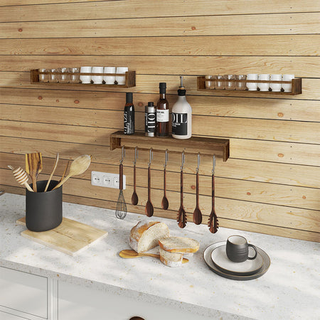 Mensole in Legno Kit da 3pz da Parete Versatili e Salvaspazio 60cm Rovere