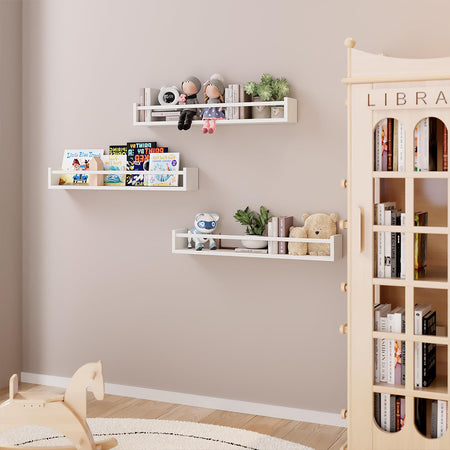 Mensole in Legno Kit da 3pz da Parete Versatili e Salvaspazio 60cm Bianco