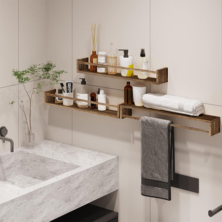 Mensole in Legno Kit da 3pz da Parete Versatili e Salvaspazio 60cm Rovere