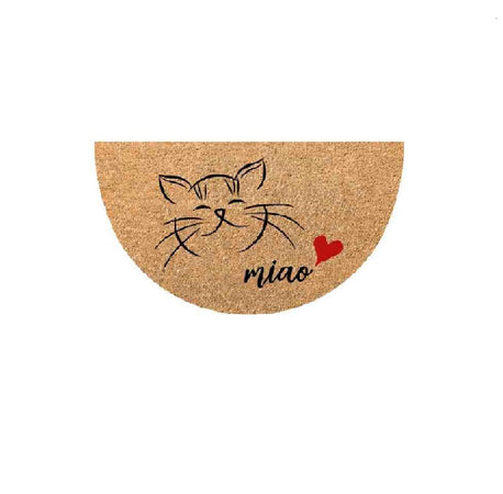 Zerbino in Cocco 38x68cm Fondo in Gomma 1.6cm Decoro Gatto Antiscivolo
