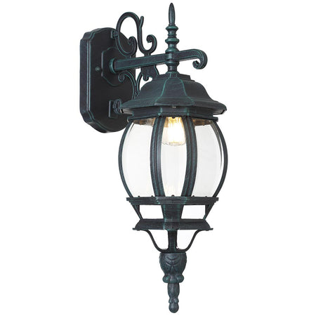 Lanterna da Giardino 22 x H 52 cm Stile Vittoriano Classico 1 x E27 Verde Bronzo