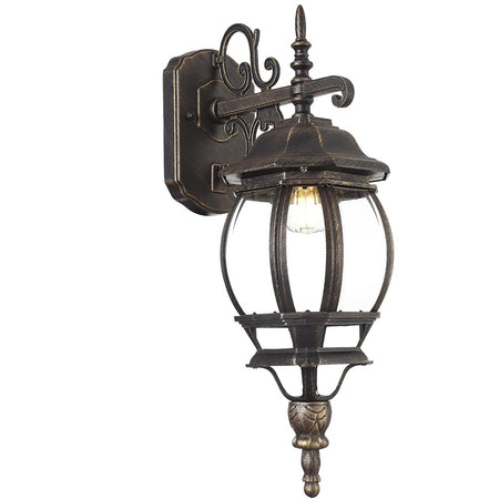 Lanterna da Giardino 22 x H 52 cm Stile Vittoriano Classico 1 x E27 Grigio e Ottone