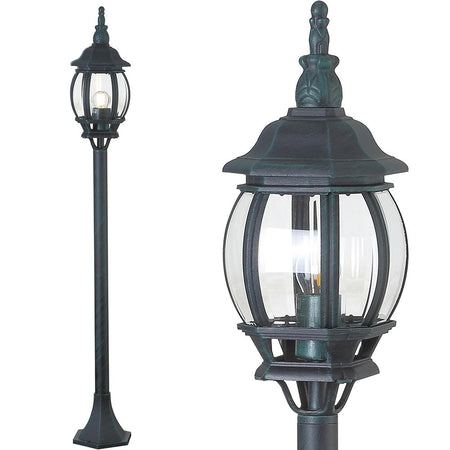 Lampione da Giardino 16x16 H 108 cm Stile Vittoriano Classico 1 x E27 Verde Bronzo