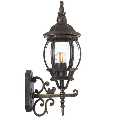 Lanterna da Giardino 22 x H 52 cm Stile Vittoriano Classico 1 x E27 Grigio e Ottone