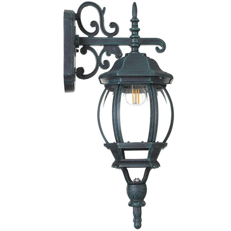 Lanterna da Giardino 22 x H 52 cm Stile Vittoriano Classico 1 x E27 Verde Bronzo
