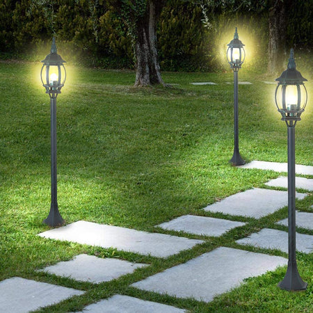 Lampione da Giardino 16x16 H 108 cm Stile Vittoriano Classico 1 x E27 Verde Bronzo