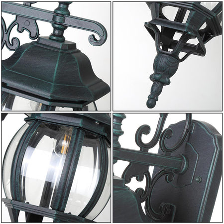 Lanterna da Giardino 22 x H 52 cm Stile Vittoriano Classico 1 x E27 Verde Bronzo