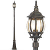 Lampione da Giardino 16x16 H 202 cm Stile Vittoriano Classico 1 x E27 Grigio e Ottone