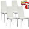 Sedia Moderna 4pz Metallo Verniciato Pelle Ecologica Sala Pranzo Cucina Bianco