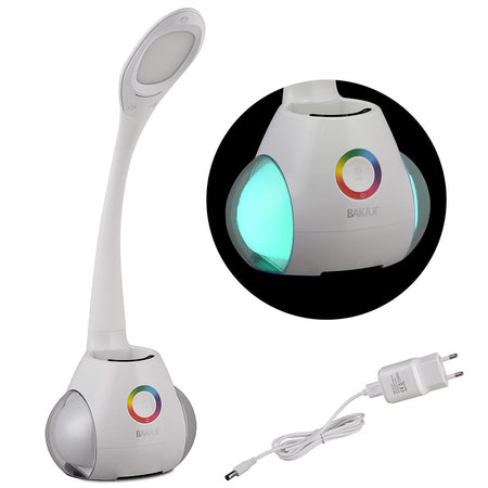 Lampada Scrivania Luce LED RGB con Portapenne Touch Bianco