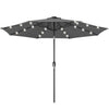 Ombrellone 270cm Luci Led Integrate Ricarica Solare Anti UV 8 Stecche Grigio