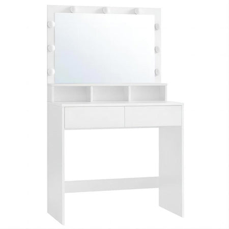Consolle Trucco con Specchio a Led Mobile Makeup 2 Cassetti 80x40 H 140cm Luce Regolabile