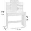 Consolle Trucco con Specchio a Led Mobile Makeup 2 Cassetti 90x40 H 144cm Luce Regolabile