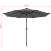 Ombrellone 270cm Luci Led Integrate Ricarica Solare Anti UV 8 Stecche Grigio
