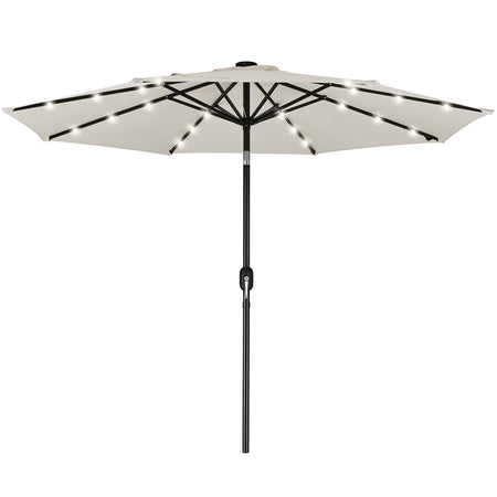 Ombrellone 270cm Luci Led Integrate Ricarica Solare Anti UV 8 Stecche Beige