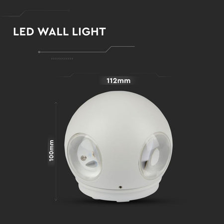 Lampada LED da Muro Sferica 4 LED COB 4W Colore Bianco 4000K IP65
