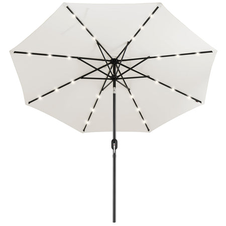 Ombrellone 270cm Luci Led Integrate Ricarica Solare Anti UV 8 Stecche Beige