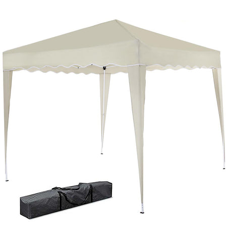 Gazebo 3x3 Pieghevole Ecrù Impermeabile Pieghevole Tendone Giardino Con Sacca