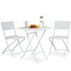 Kit da Giardino Pieghevole in Polyrattan Tavolo e 2 Sedie Interno Esterno Bianco